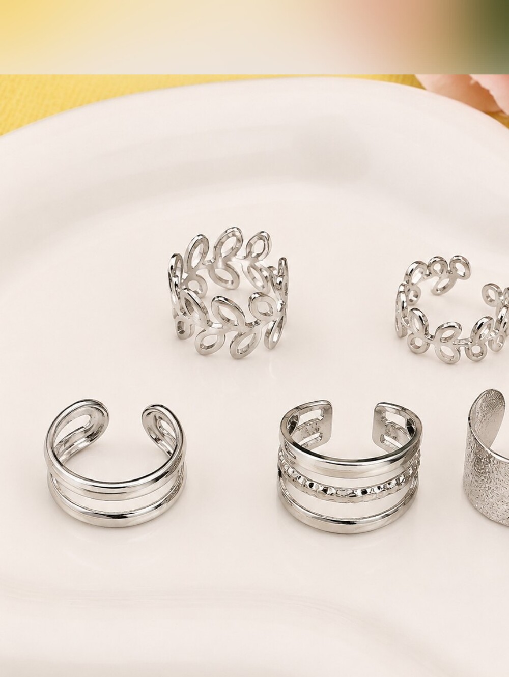 Silver Ear Cuff Set - Mixed Stackable Designs - Picture 3 of 6